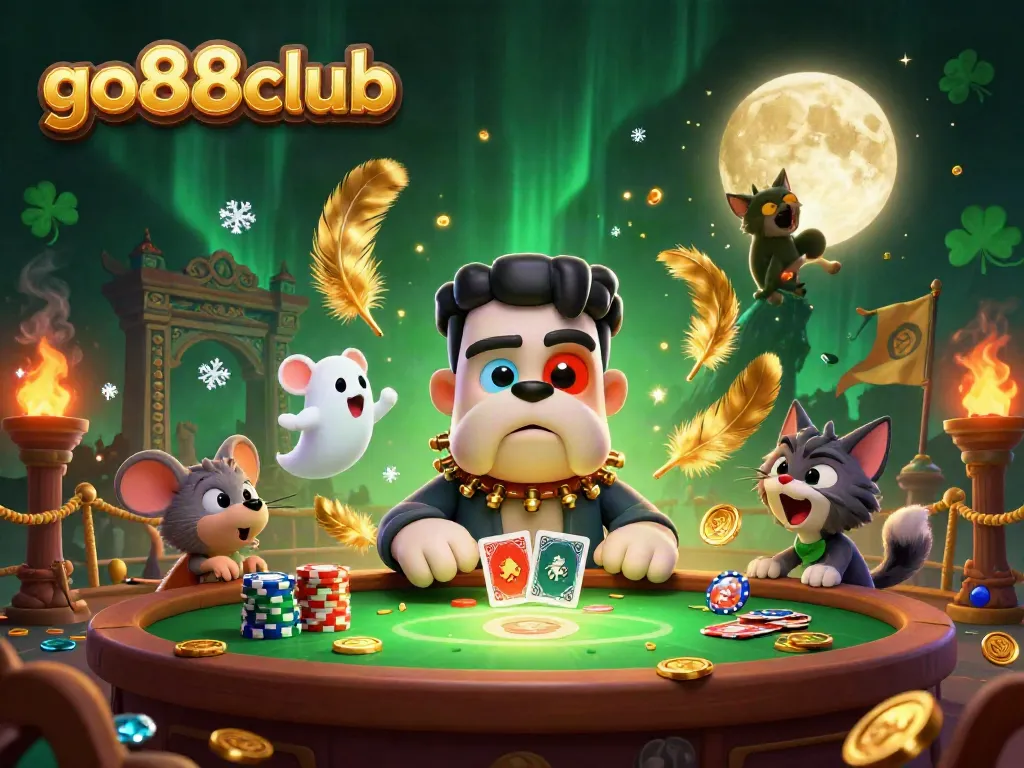 Go88club brings excitement as a bulldog dealer and ghost mouse elevate the gambling atmosphere.