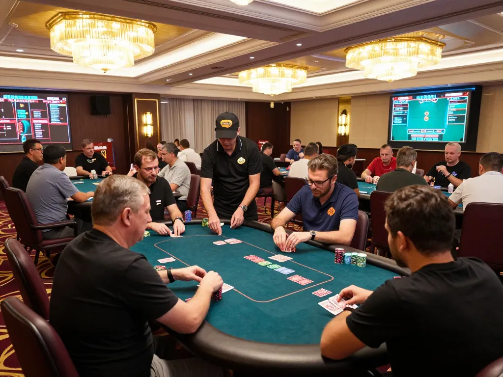Experience dynamic gameplay at Trang 79KING's poker tables surrounded by excited players.