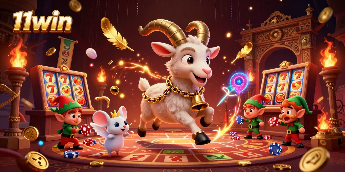 Engage in thrilling action at 11win's festive horror casino with a Krampus goat overseeing the chaos.