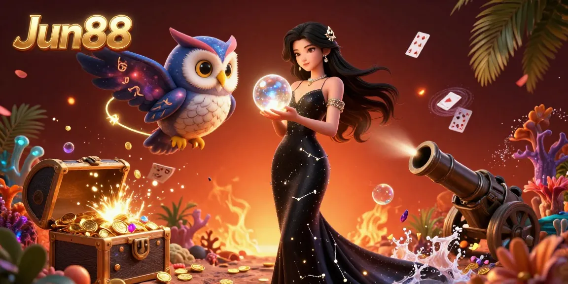 Experience thrilling gameplay at Jun88 with a captivating scene of fantasy elements, vibrant visuals, and casino excitement.