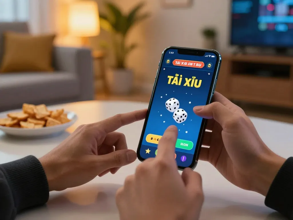 Participants enjoy a lively tài xỉu online game session on their smartphone, showcasing interactive betting.