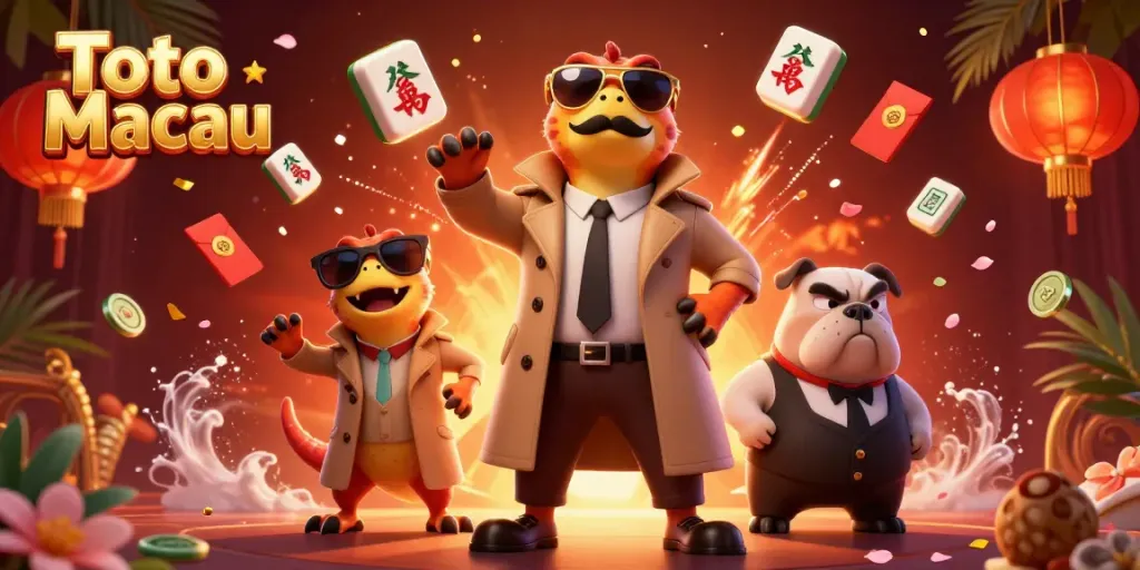 Mengintip Toto Macau dengan 3D kartun raptor berpura-pura dalam jas di kasino.