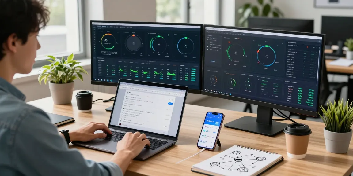 快连 user experiencing fast network speed in a modern tech workspace