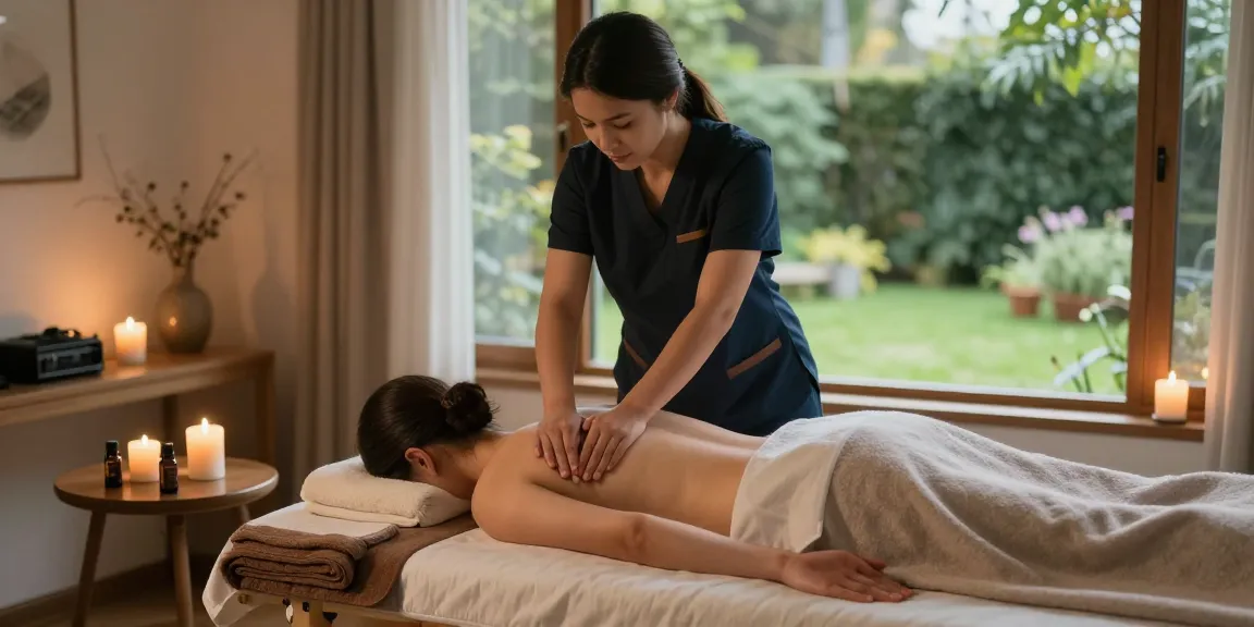 안산출장마사지 session in a cozy home environment with a therapist providing relaxation.