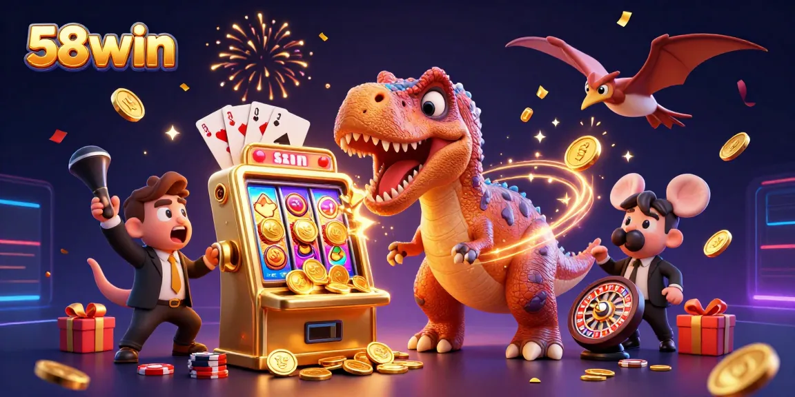 Experience the excitement of 58win with a colorful jackpot scene featuring dynamic casino elements.
