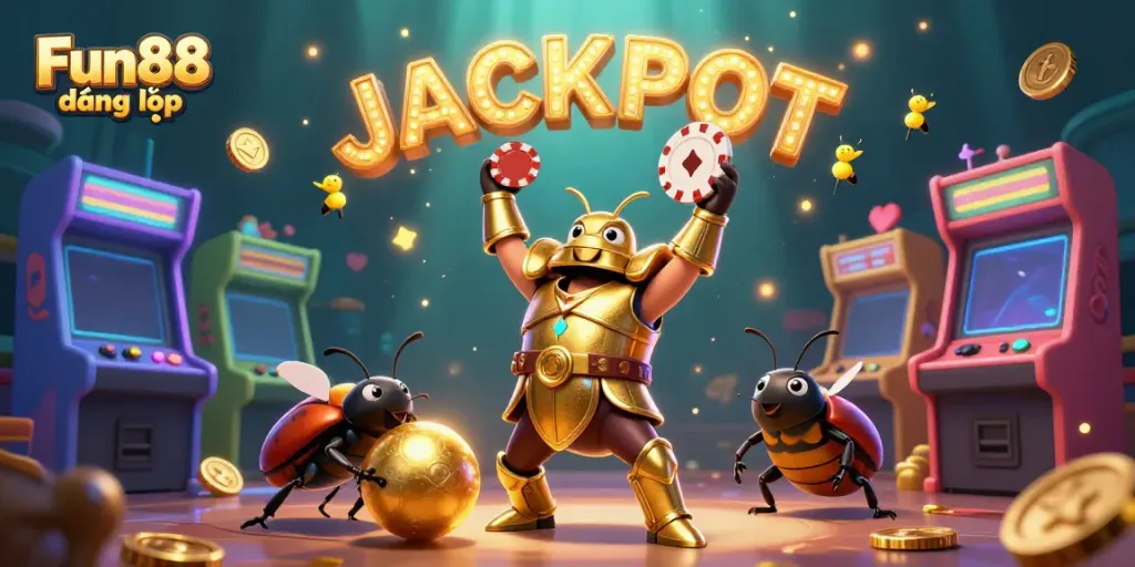 Experience Fun88 đăng nhập with exciting gameplay and vibrant graphics in this dynamic casino-themed illustration.