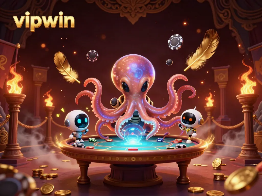 Experience high-energy gameplay at vipwin with a vibrant alien octopus illustrating poker excitement.