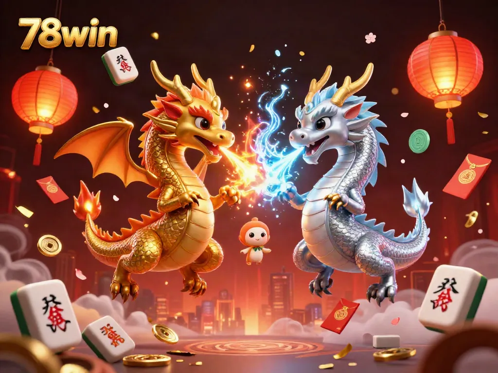 Engage with thrilling gameplay on 78win featuring dragons, lanterns, and festive elements in an exciting casino scene.