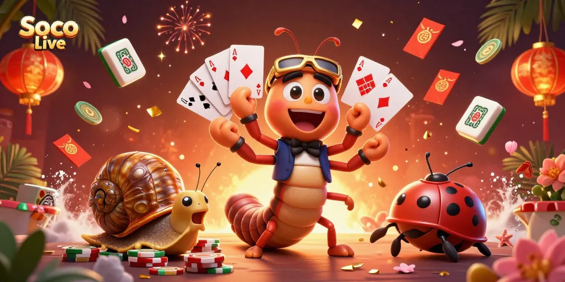 Soco live enhances gameplay excitement with a vibrant 3D illustration featuring unique casino characters.