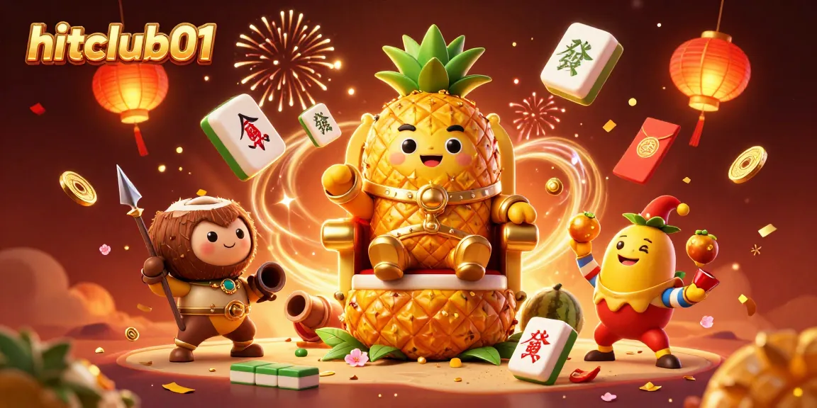 Engage with hitclub01 in a vibrant online casino atmosphere featuring a golden pineapple king.