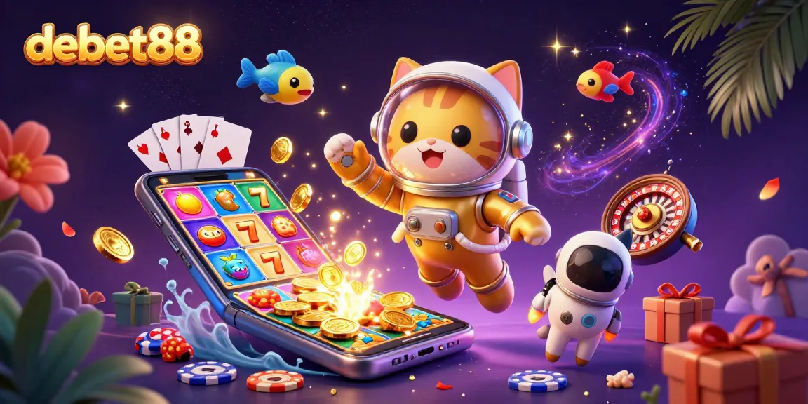 Engage with debet88's vibrant casino experience featuring 3D characters and slot games.