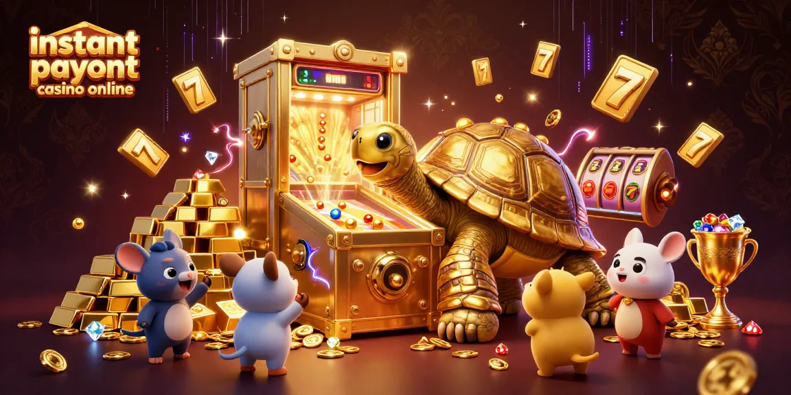 Experience the excitement of instant payout casino online with a vibrant 3D tortoise pinball scene.