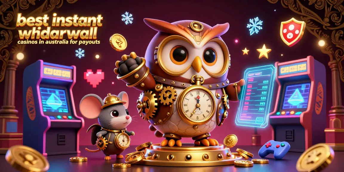 Experience the best instant withdrawal casinos in Australia for payouts with a vibrant 3D illustration showcasing dynamic casino elements.