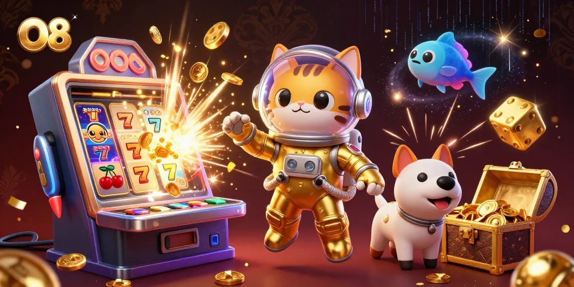 Experience thrilling gameplay at O8 with vibrant slot machines, alien creatures, and colorful casino elements.
